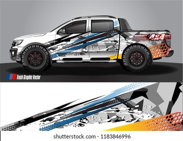 Truck decal wrap design vector. abstract racing graphic stripe background kit for vehicle vinyl, race car sticker, and rally livery  