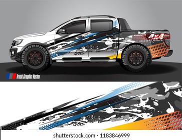 Truck decal wrap design vector. abstract racing graphic stripe background kit for vehicle vinyl, race car sticker, and rally livery  