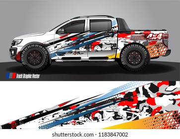 Truck decal wrap design vector. abstract racing graphic stripe background kit for vehicle vinyl, race car sticker, and rally livery  