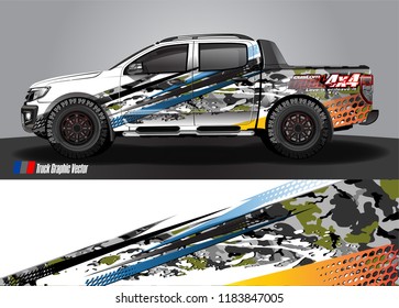 Truck decal wrap design vector. abstract racing graphic stripe background kit for vehicle vinyl, race car sticker, and rally livery  