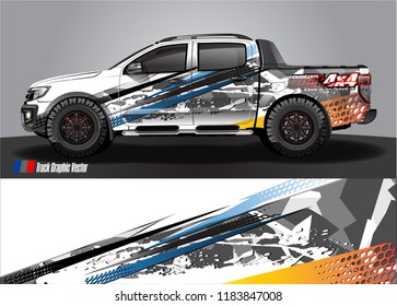 Truck decal wrap design vector. abstract racing graphic stripe background kit for vehicle vinyl, race car sticker, and rally livery  