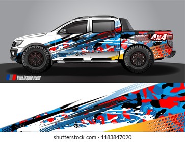 Truck decal wrap design vector. abstract racing graphic stripe background kit for vehicle vinyl, race car sticker, and rally livery  