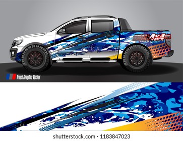 Truck decal wrap design vector. abstract racing graphic stripe background kit for vehicle vinyl, race car sticker, and rally livery  
