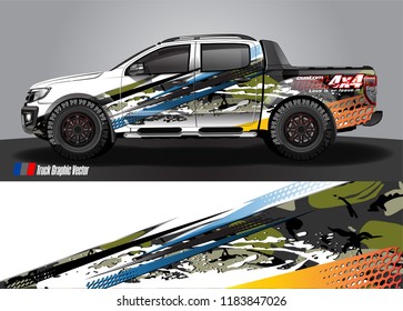 Truck decal wrap design vector. abstract racing graphic stripe background kit for vehicle vinyl, race car sticker, and rally livery  
