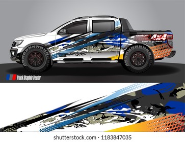 Truck decal wrap design vector. abstract racing graphic stripe background kit for vehicle vinyl, race car sticker, and rally livery  