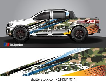 Truck decal wrap design vector. abstract racing graphic stripe background kit for vehicle vinyl, race car sticker, and rally livery  