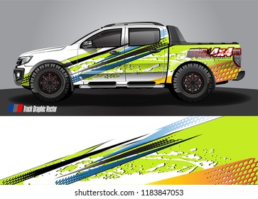 Truck decal wrap design vector. abstract racing graphic stripe background kit for vehicle vinyl, race car sticker, and rally livery  