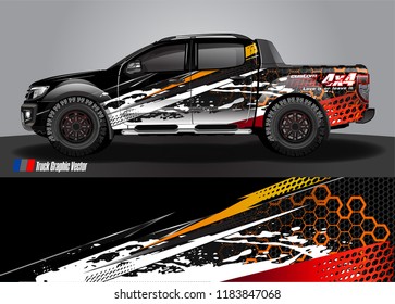 Truck decal wrap design vector. abstract racing graphic stripe background kit for vehicle vinyl, race car sticker, and rally livery  