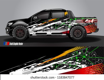 Truck decal wrap design vector. abstract racing graphic stripe background kit for vehicle vinyl, race car sticker, and rally livery  