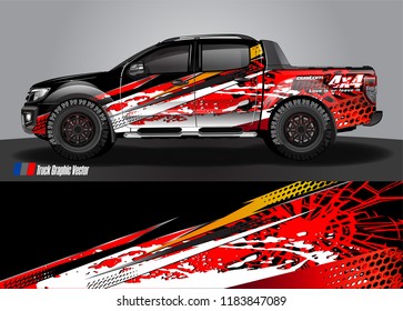 Truck decal wrap design vector. abstract racing graphic stripe background kit for vehicle vinyl, race car sticker, and rally livery  