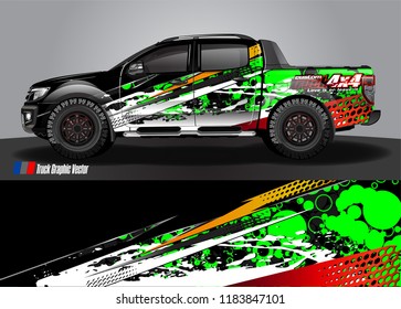 Truck decal wrap design vector. abstract racing graphic stripe background kit for vehicle vinyl, race car sticker, and rally livery  