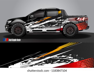 Truck decal wrap design vector. abstract racing graphic stripe background kit for vehicle vinyl, race car sticker, and rally livery  