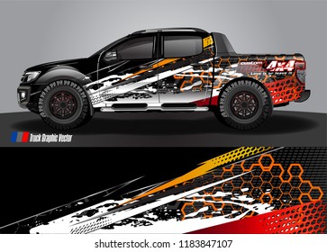 Truck decal wrap design vector. abstract racing graphic stripe background kit for vehicle vinyl, race car sticker, and rally livery  
