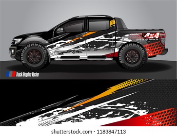 Truck decal wrap design vector. abstract racing graphic stripe background kit for vehicle vinyl, race car sticker, and rally livery  