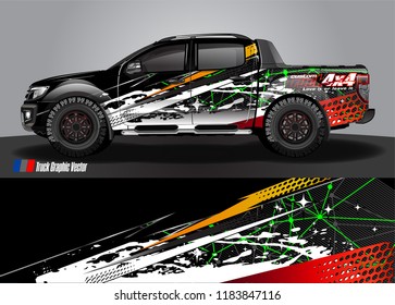 Truck decal wrap design vector. abstract racing graphic stripe background kit for vehicle vinyl, race car sticker, and rally livery  