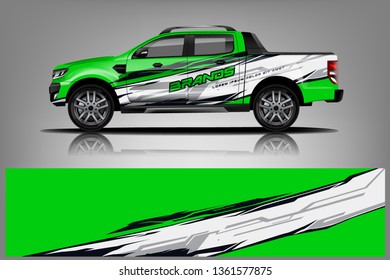 Truck decal wrap design vector. Graphic abstract stripe racing background kit designs for vehicle, race car, rally, adventure and livery - Vector
