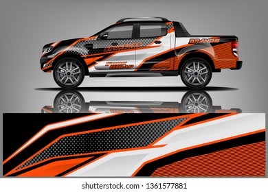 Truck decal wrap design vector. Graphic abstract stripe racing background kit designs for vehicle, race car, rally, adventure and livery - Vector dekal