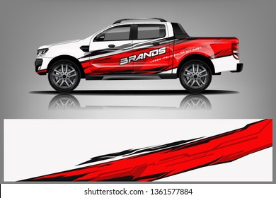 Truck decal wrap design vector. Graphic abstract stripe racing background kit designs for vehicle, race car, rally, adventure and livery - Vector