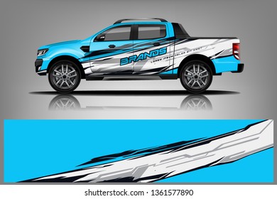 Truck decal wrap design vector. Graphic abstract stripe racing background kit designs for vehicle, race car, rally, adventure and livery - Vector