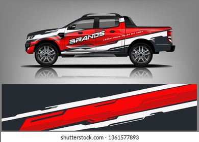 Truck decal wrap design vector. Graphic abstract stripe racing background kit designs for vehicle, race car, rally, adventure and livery - Vector