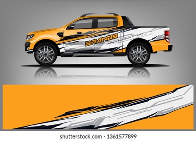 Truck decal wrap design vector. Graphic abstract stripe racing background kit designs for vehicle, race car, rally, adventure and livery - Vector