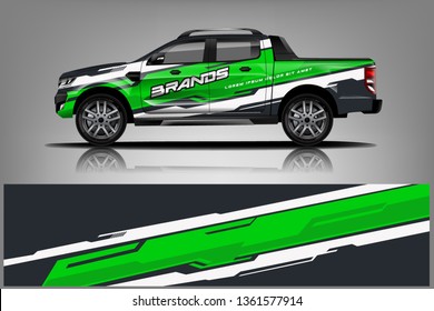 Truck decal wrap design vector. Graphic abstract stripe racing background kit designs for vehicle, race car, rally, adventure and livery - Vector