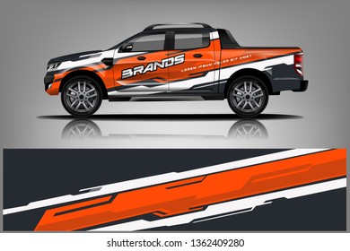 Truck decal wrap design vector. Graphic abstract stripe racing background kit designs for vehicle, race car, rally, adventure and livery - Vector