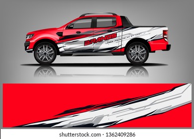 Truck decal wrap design vector. Graphic abstract stripe racing background kit designs for vehicle, race car, rally, adventure and livery - Vector
