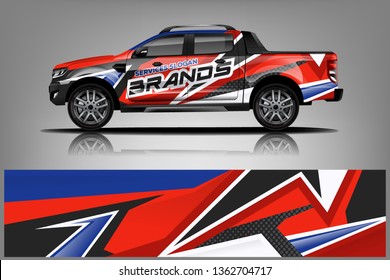 Truck decal wrap design vector. Graphic abstract stripe racing background kit designs for vehicle, race car, rally, adventure and livery - Vector - Vector dekal