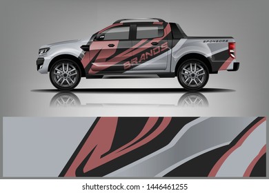 Truck decal wrap design vector. Graphic abstract stripe racing background kit designs for vehicle, race car, rally, adventure and livery - Vector dekal
