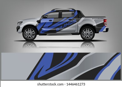 Truck decal wrap design vector. Graphic abstract stripe racing background kit designs for vehicle, race car, rally, adventure and livery - Vector dekal

