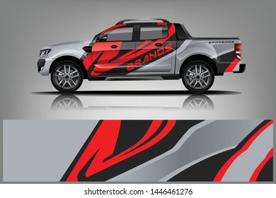 Truck decal wrap design vector. Graphic abstract stripe racing background kit designs for vehicle, race car, rally, adventure and livery - Vector dekal
