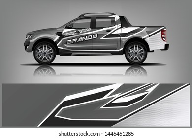 Truck decal wrap design vector. Graphic abstract stripe racing background kit designs for vehicle, race car, rally, adventure and livery - Vector dekal
