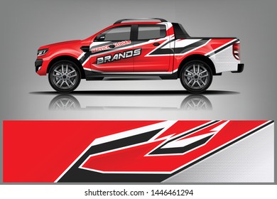 Truck decal wrap design vector. Graphic abstract stripe racing background kit designs for vehicle, race car, rally, adventure and livery - Vector dekal
