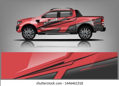 Truck decal wrap design vector. Graphic abstract stripe racing background kit designs for vehicle, race car, rally, adventure and livery - Vector dekal
