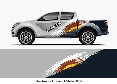 Truck decal wrap design vector. Graphic abstract stripe racing background kit designs for vehicle, race car, rally, adventure and livery - Vector
