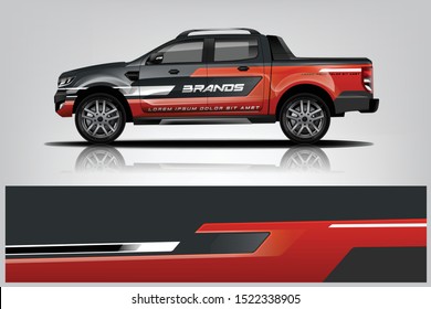 	
Truck decal wrap design vector. Graphic abstract stripe racing background kit designs for vehicle, race car, rally, adventure and livery - Vector