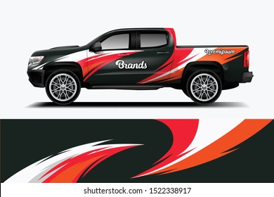 	
Truck decal wrap design vector. Graphic abstract stripe racing background kit designs for vehicle, race car, rally, adventure and livery - Vector