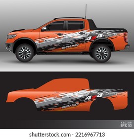 Vector de diseño de envoltura de coches de camión de carreras. Diseños gráficos abstractos de banda de fondo para el vehículo de envolver