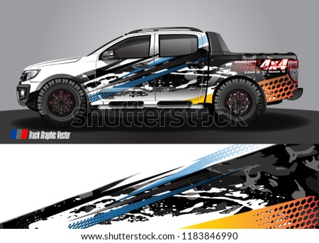 Truck decal wrap design vector. abstract racing graphic stripe background kit for vehicle vinyl, race car sticker, and rally livery  