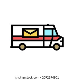 truck for delivering parcel and letter color icon vector. truck for delivering parcel and letter sign. isolated symbol illustration