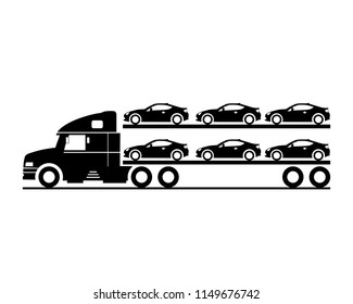 Truck delivers the cars template vector
