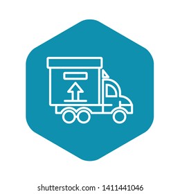Truck delivery box icon. Outline truck delivery box vector icon for web design isolated on white background