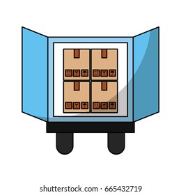 truck delivery with box service icon