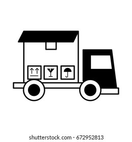 truck delivery with box service icon