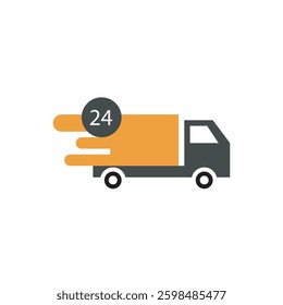 Truck delivery express flat icon vector design. Fast delivery in one day vector design illustration. 