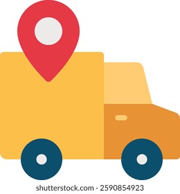 Truck Delivery flat Icon for Logistics Services. Shipping truck symbol, freight transport illustration, courier service vector