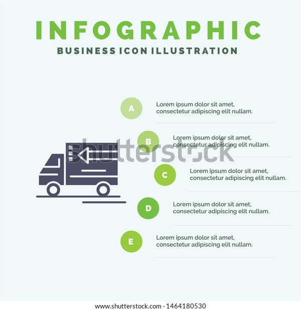 Truck, Delivery, Goods, Vehicle Infographics\
Presentation Template. 5 Steps Presentation. Vector Icon Template\
background