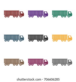 Truck delivery icon in black style isolated on white background. Logistic symbol stock vector illustration.