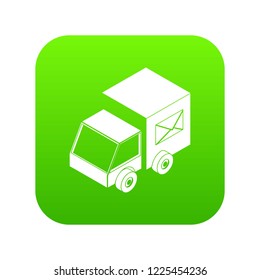 Truck delivery icon green vector isolated on white background